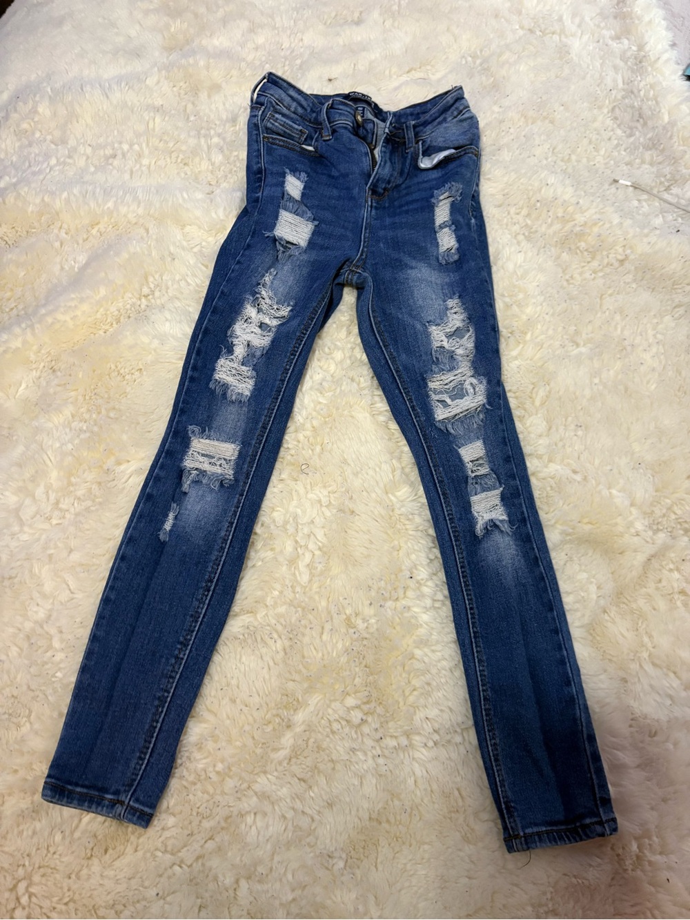 Wax Jean Women’s Dark Blue Distressed Skinny Jeans